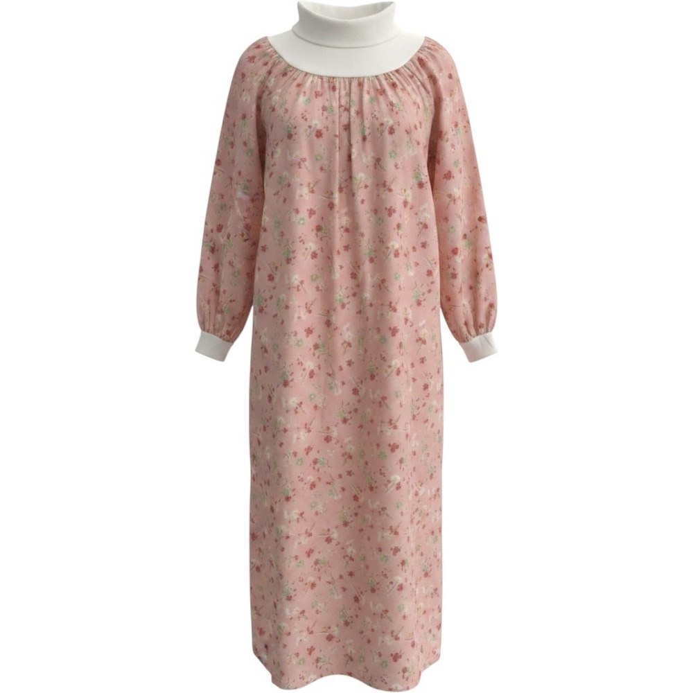 vintage National brand pink floral flannel nightgown Grannycore Flannel Mumu S